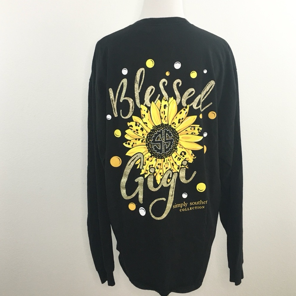 Simply Southern | Black Shirt with Yellow Sunflower Design